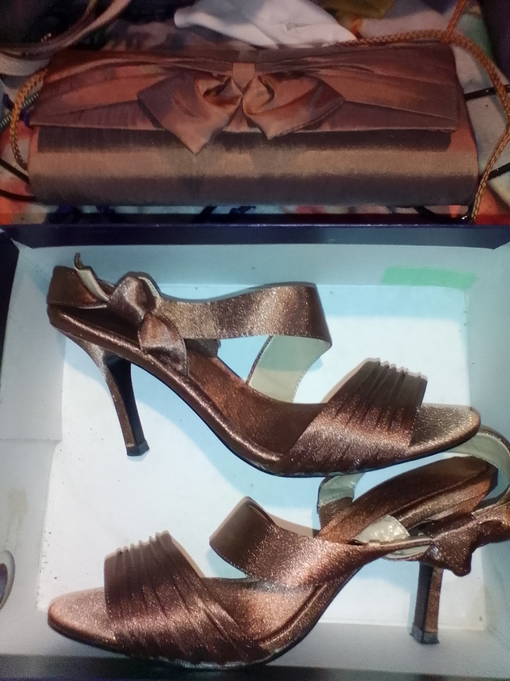 New frosted chocolate heels with matching purse set from Sears